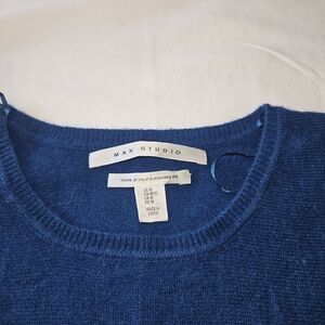 Max Studio Deep Blue Cashmere Knit(100% 2-Ply Cashmere)